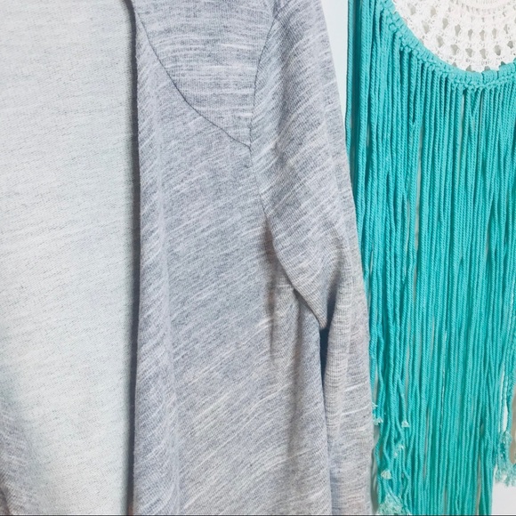 open drape Gray heathered Cotton Cardigan - Picture 6 of 6